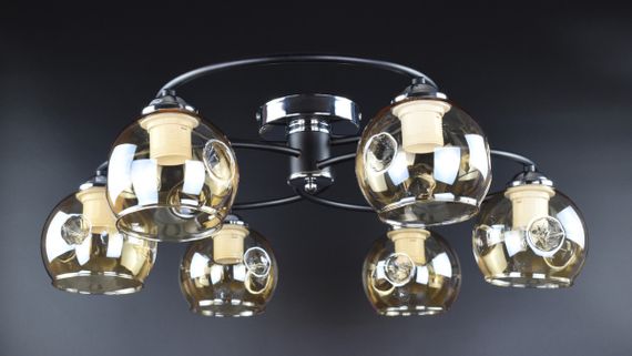 Люстра стельова на 6 лампочок 26177 Чорний 20х70х70 см.