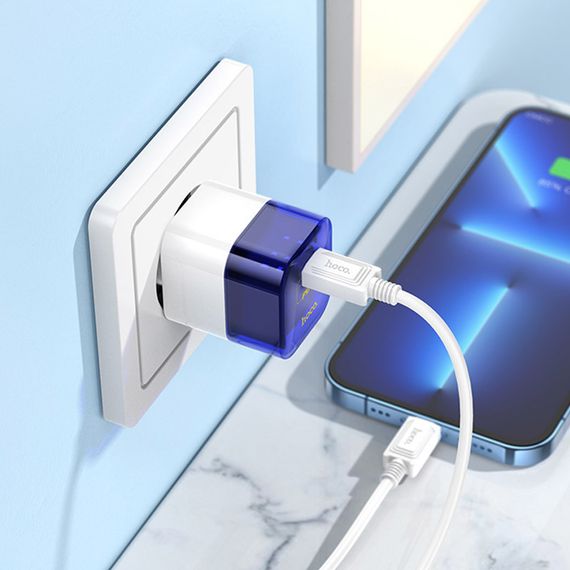 СЗУ Hoco C125A Transparent PD20W (1USB-C) Transparent blue | Зображення 4