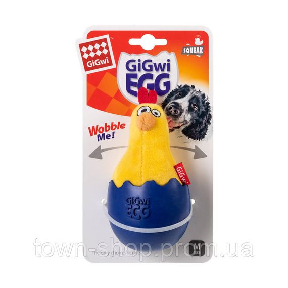 Игрушка для собак Цыпленок-неваляшка с пищалкой GiGwi EGG, текстиль, резина, 14 см | Зображення 1
