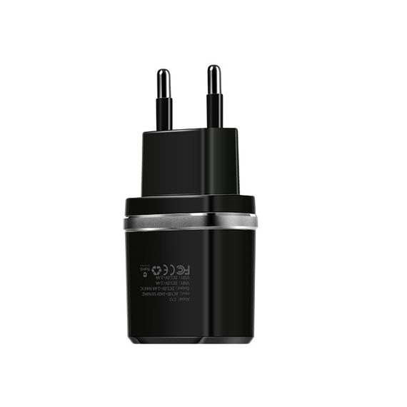 Набір СЗУ HOCO C12 Smart+кабель Micro, 2xUSB, 2.4A, кабель 1м, Black, Blister | Зображення 1