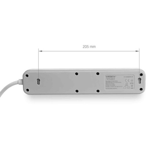 Мережевий подовжувач VIDEX ONCORD з/з 3п 3м (3x1.5мм) 2.4А 2USB+USB-C з кнопкою White | Зображення 6