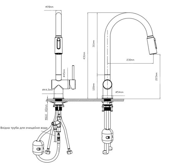 Змішувач для кухні Qtap Rozcesti з висувним виливом з підключенням для питної води QTROZ366CRM45938 | Зображення 7