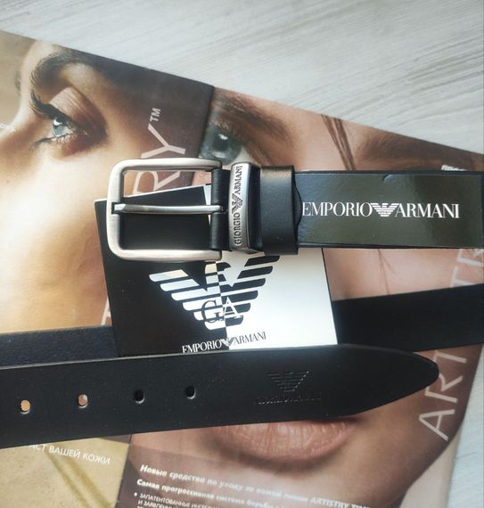 Кожаный черный мужской ремень Armani | Зображення 1