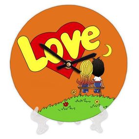 Часы настенные круглые Love оранжевые 18 см (CH18_P_17LV001)