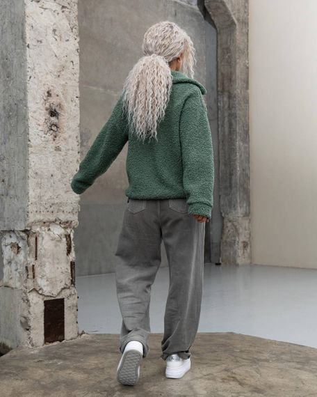 Женская короткая куртка мех Тедди, MN0002  цвет оливковый, размер M | Зображення 6