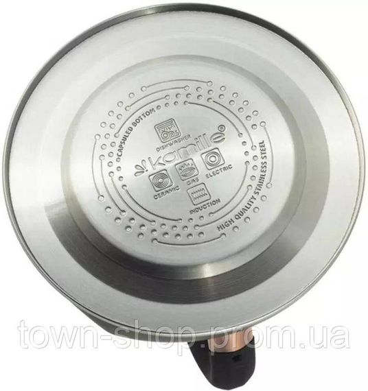 Чайник Kamille Whistling Kettle Black Сrystal 3л из нержавеющей стали со свистком KM-0867 | Зображення 2