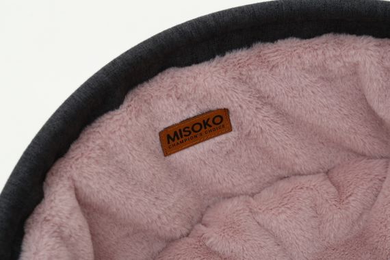 Складаний лежак для домашніх тварин MISOKO Pet bed round plush, 45x45x22 cm, grey and pink | Зображення 1