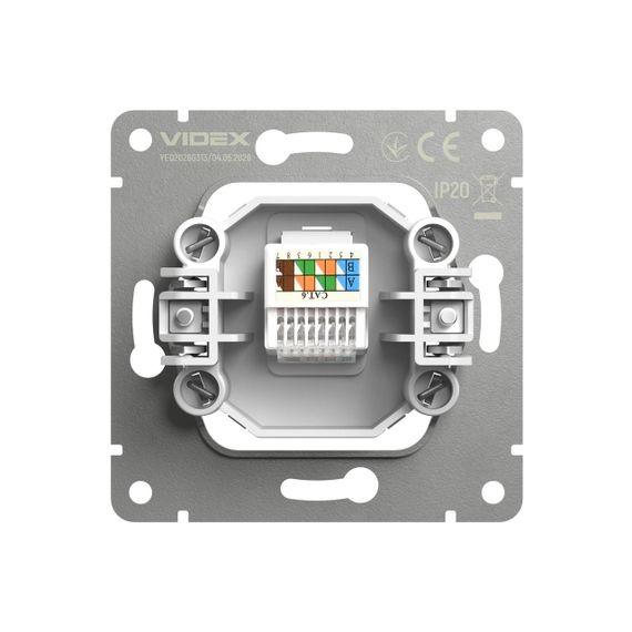 Розетка CAT6e одинарна комп'ютерна сірий графіт VIDEX NOTA (VF-NT-SK1PC6-GR) | Зображення 3