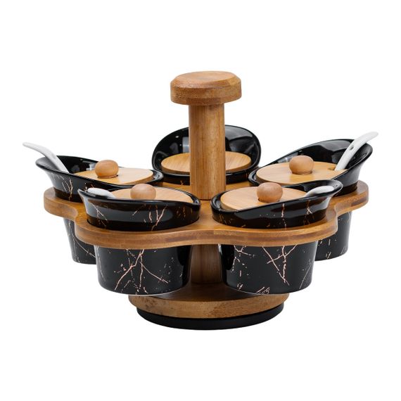 Набір для сипучих продуктів 5 банок по 120 на бамбуковій підставці HP1232 | Зображення 4