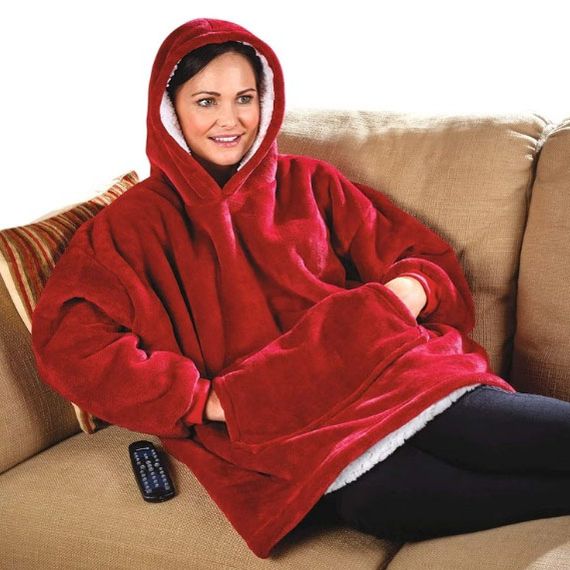 Толстовка плед з капюшоном і рукавами Huggle Hoodie оверсайз. Колір: червоний | Зображення 7