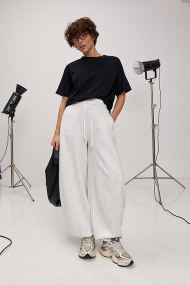 Вільні однотонні спортивні штани - світло-сірий цвет, L (є розміри) | Зображення 2