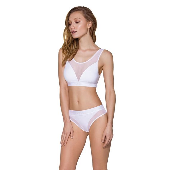 Топ з прозорою вставкою Passion PS002 TOP S, white | Зображення 1
