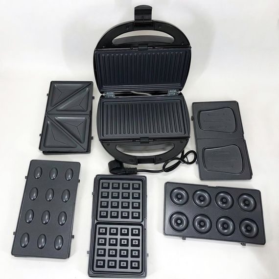 Бутербродница вафельница орешница электрическая для дома Domotec MS-7706 1000 w, Бутербродница 4в1 QH-68 | Зображення 3