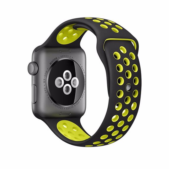 Спортивний ремінець з перфорацією Primo для годинника Apple Watch 38mm / 40mm / 41mm розмір L  - Black&Yellow | Зображення 3