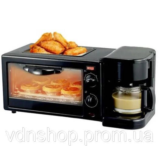 Печь-духовка кофеварка сковорода 3в1 Rainberg, Электрическая печь духовка кофеварка 3 в 1 BH-47 | Зображення 6