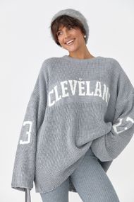 Оверсайз джемпер із крупної в'язки - сірий цвет, ONE SIZE (є розміри)