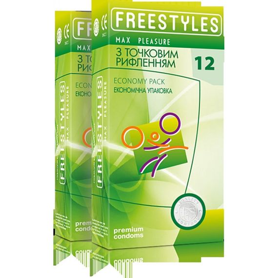 Презервативы с точечным рельефом латексные FREESTYLES со смазкой, 0.06 мм (цена за упаковку, 12 шт.) sexstyle