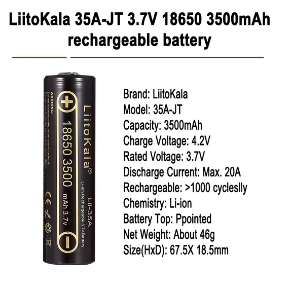 Акумулятор 18650, LiitoKala Lii-26A, 2600mAh, оригінал | Зображення 1