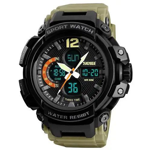 Наручний годинник для військових SKMEI 1343KH KHAKI, Годинник для військовослужбовців, Модний RB-453 чоловічий годинник | Зображення 1