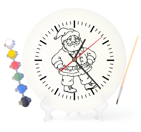 Дитячий набір для творчості годинник розмальовка Санта-Клаус 30 см (Г0065)