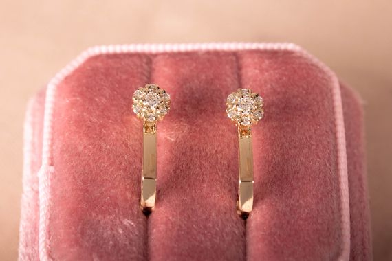 Серьги из желтого золота с бриллиантами | Зображення 4