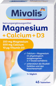 Вітаміни Міволіс Магній + Кальцій + D3 Mivolis Magnesium + Calcium + D3, Tabletten 45 St.