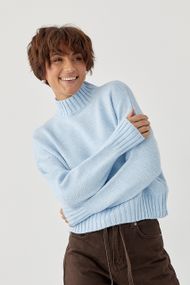 В'язаний светр з горловиною-стійкою - блакитний цвет, ONE SIZE (є розміри)