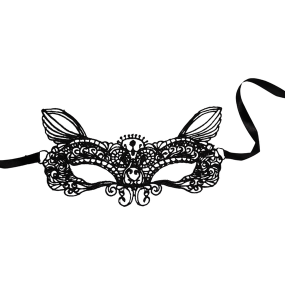 Ажурная маска на глаза с ушками, цвет чёрный sexstyle