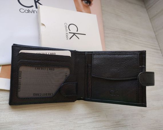 Стильний шкіряний набір Calvin Klein black, сумка месенджер гаманець та ремінь | Зображення 1