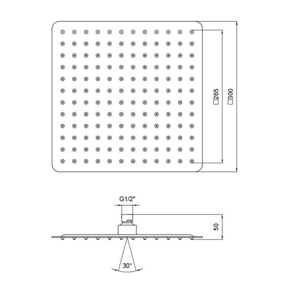 Лійка для верхнього душу Лейки Lidz Лейка 230 300x300 мм прямокутна LDNIA230NKS32453 Chrome | Зображення 1