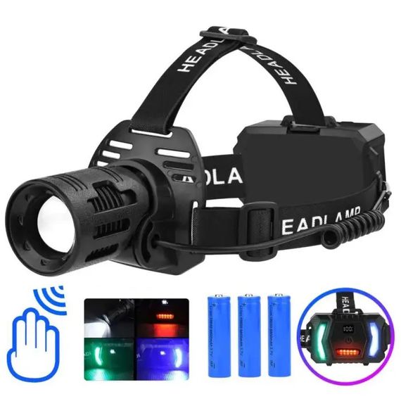 Фонарь на голову для зсу CARBON, Фонарь налобный для строительных работ Тактический рыбалки MH-35 | Зображення 1