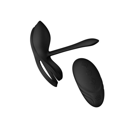 Смарт-эрекционное кольцо Zalo - BAYEK Obsidian Black, двойное с вводимой частью, пульт ДУ sexstyle | Зображення 1