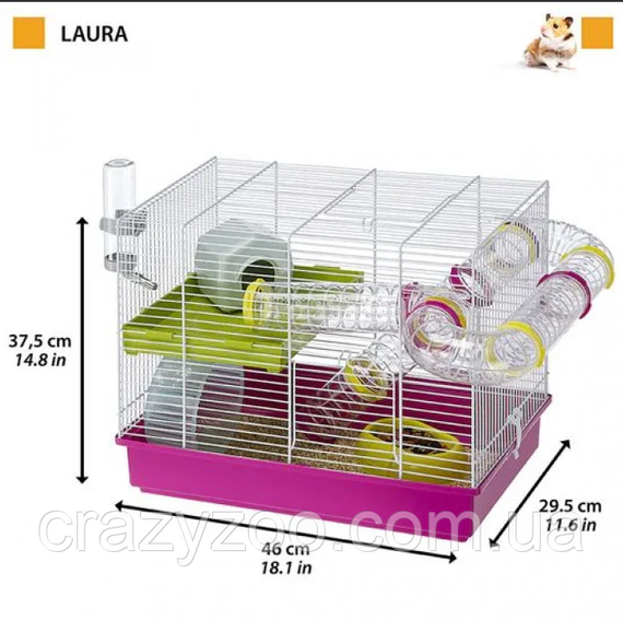Клетка для хомяков Ferplast Laura малиновая 46х29.5х37.5 см 57912411 | Зображення 2