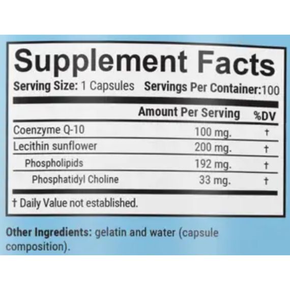 Гинкго Билоба GARO Nutrition Coenzime Q10 + Lecithin sunflower 100 mg 100 Caps | Зображення 1