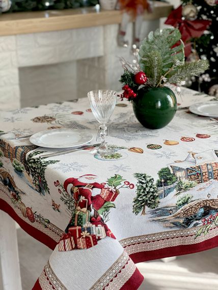 Скатертина гобеленова FROSTY Limaso, 137х280, Прямокутна, Новорічний, Срібний люрекс, 60% поліестер, 40% бавовна, Гобелен | Зображення 3