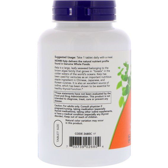 Ламінарія NOW Foods Kelp 150 mcg 200 Tabs | Зображення 1