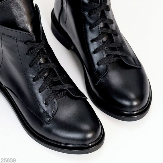 Чорні дизайнерські зимові черевики натуральна шкіра низький хід | Зображення 2