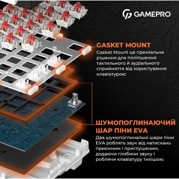 Клавіатура GamePro MK170W Hot-Swap Red Swich RGB USB UA White (MK170W) | Зображення 7