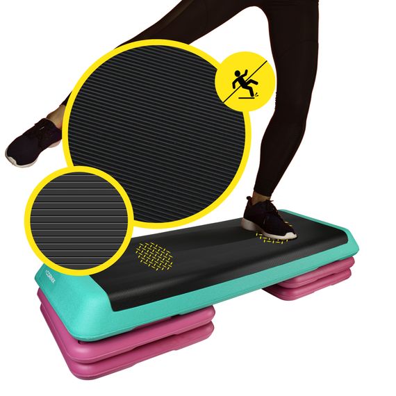 Степ-платформа 3-ступінчаста Cornix Pro 109 х 41 х 10-20 см XR-0402 Violet/Turquoise/Black | Зображення 6