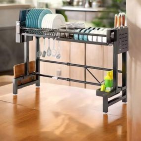 Стеллаж кухонный сушилка для посуды металл+пластик kitchenware RM-23-1 Черный