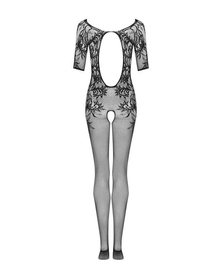 Сітчастий бодістокінг з квітковим малюнком Obsessive Bodystocking F238 S/M/L, black, з доступом, імі | Зображення 5