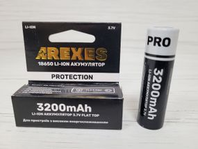 Литий-ионный аккумулятор AREXES 18650 Li-Ion 3200 mAh, 3.7V для приборов с высоким энергопотреблением защита