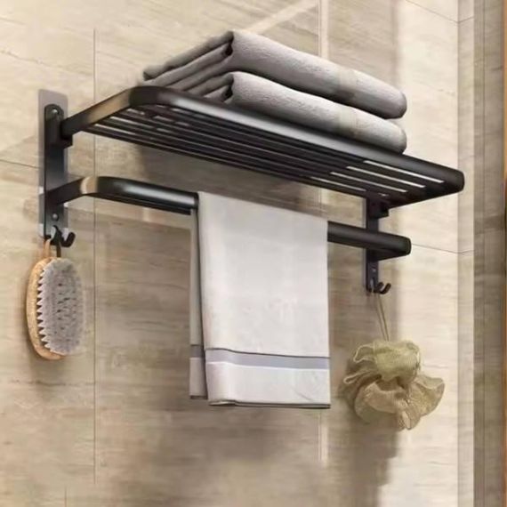 Вешалка полка для полотенец 95*30*20см S1302 Черная