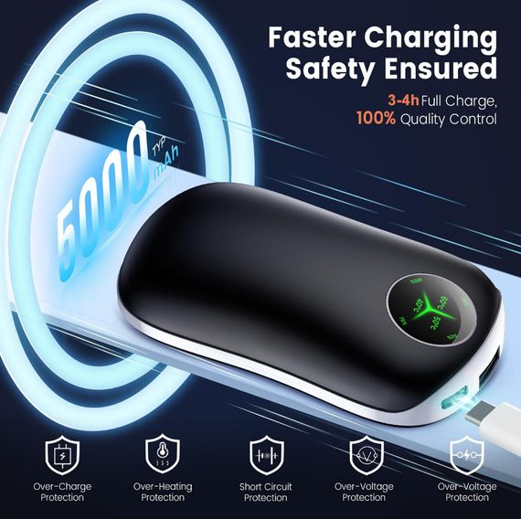 Грелка для рук Power Bank Type-C 2 * 5000 mAh 5V/2A грелка Kternay N2 | Зображення 7