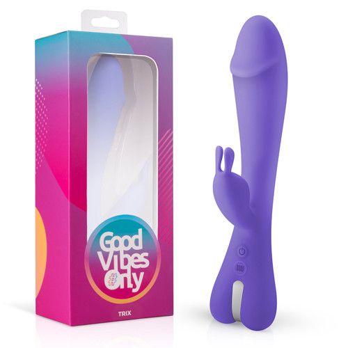 Вібратор-кролик Trix Good Vibes Only, силіконовий, фіолетовий, 22.5 см х 4 см sexstyle