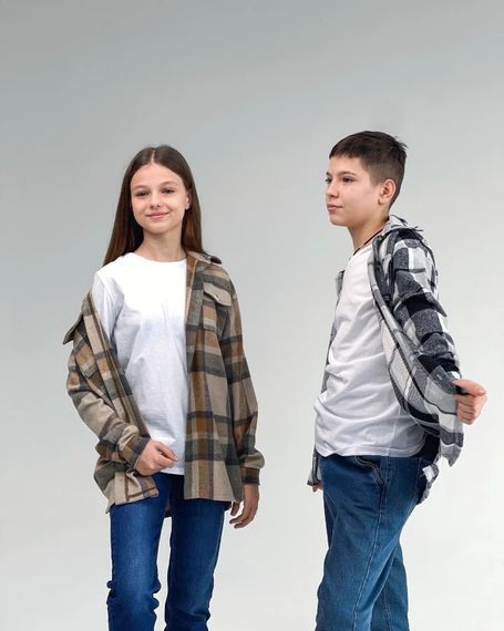 Байкова підліткова  сорочка в клітинку з кишенями Носи своє 158 Чорний (p-13802-154362) | Зображення 7