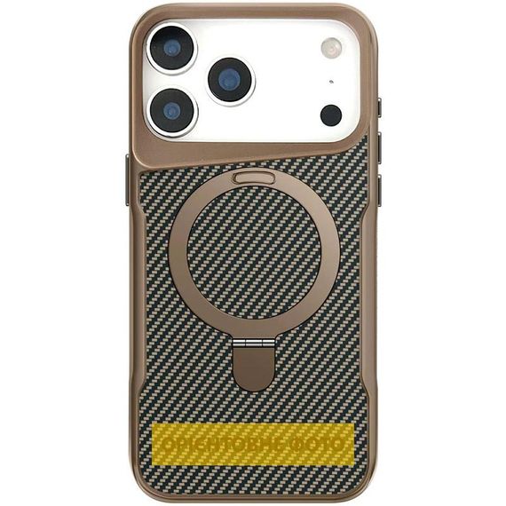 TPU+PC чехол Metal Buttons with MagSafe Carbon Ring для Apple iPhone 17 Air (6.5") Золотой