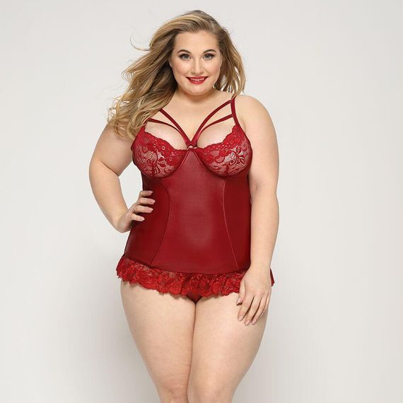 Сексуальный корсет со стрепами JSY «Горячая Тейлор» Plus Size, Red, кружево, стринги Sex Aura
