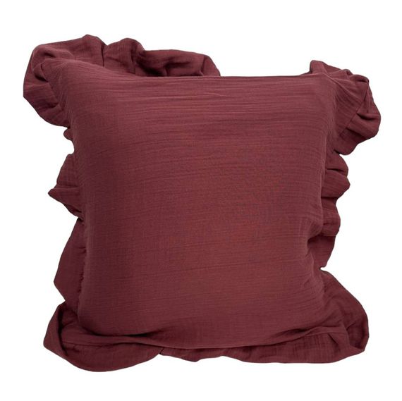 Декоративна наволочка SoundSleep Muslin Burgundy 45х45 см із рюшами бургунді (94331776) | Зображення 4