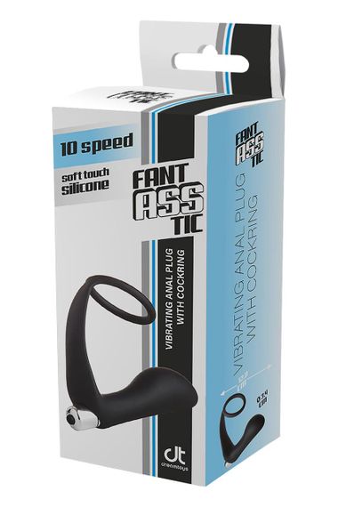 Анальна пробка з еррекційним кільцем FANTASSTIC VIBRATING ANAL PLUG WITH COCKRING BLACK sexstyle | Зображення 1